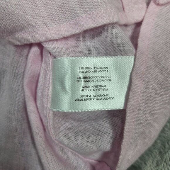 Orvis Top Womens M Pink Linen Blend Roll Tab Sleeve Button Down Breathable - Picture 5 of 8